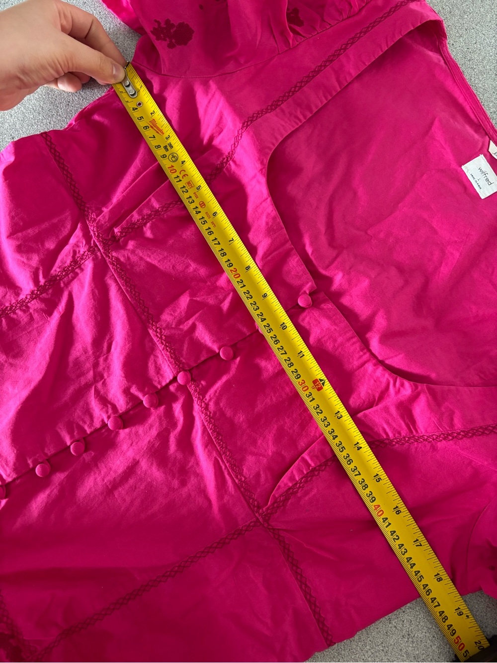 Wilfred La Bohème Fuchsia Embroidered Peasant Blouse Cottagecore Puff Sleeves - Picture 8 of 12